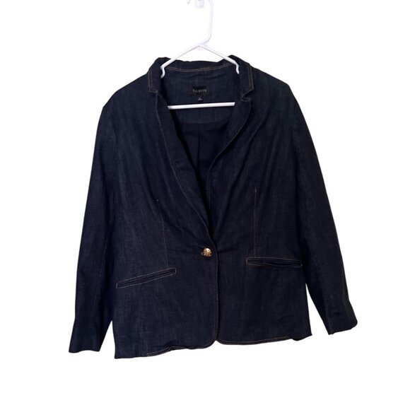 Talbots  Denim Blazer Jacket Size 16 Gold Button Detail  Business Office Career - Picture 1 of 12